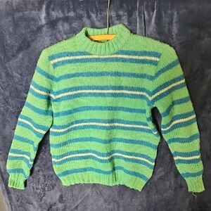 Vintage Green and Blue Striped Boys Sweater